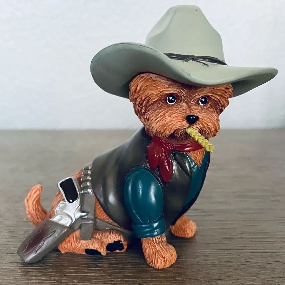 Hamilton Collection Spurs N Furs Yorkie Dog Wild West Cowboy Figurine